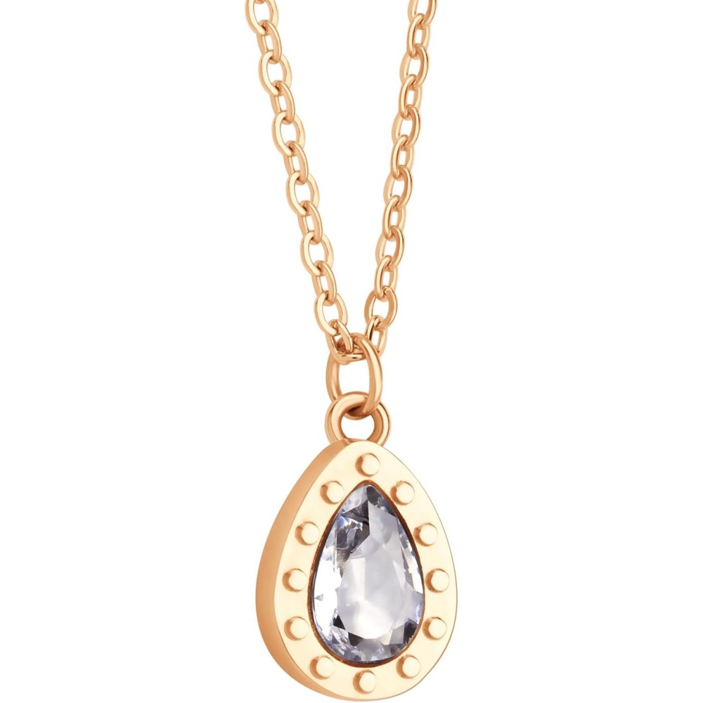 image:image555Jewelry Stainless Steel Sparkly CZ Teardrop Bridal Necklace for Women amp GirlsRose Gold