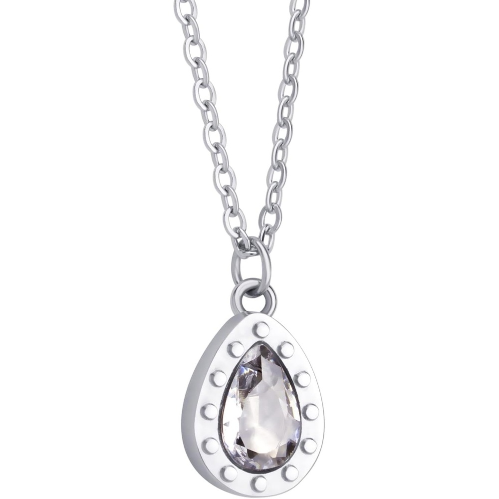 image:image555Jewelry Stainless Steel Sparkly CZ Teardrop Bridal Necklace for Women amp GirlsSilver
