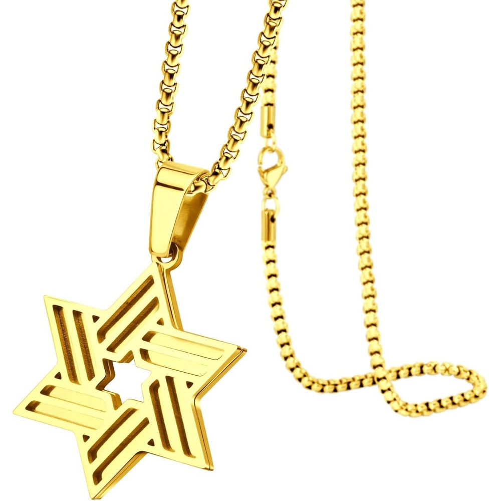 image:image555Jewelry Stainless Steel Star of David Necklace for Men amp Women 1624 Inch Box ChainGold