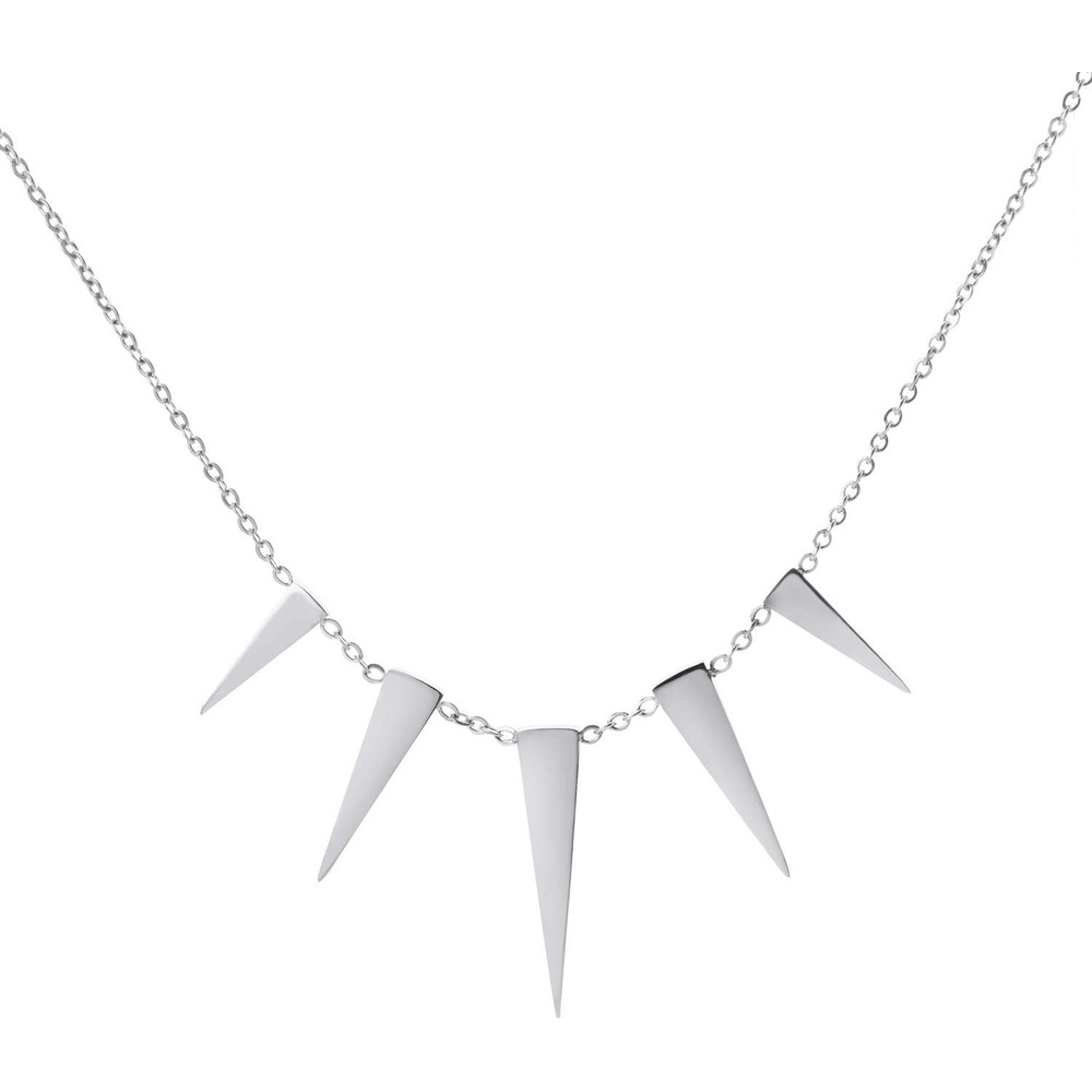 image:image555Jewelry Womens Figaro Chain Stainless Steel Spiky Triangle Pendant NecklaceSilver