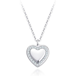 image:image555Jewelry Classy 925 Sterling Silver CZ Heart Necklace for Women amp GirlsSilver