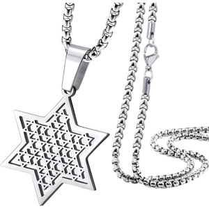 image:image555Jewelry Exclusive Unisex Stainless Steel Star of David Necklace 1624 Inch Box ChainSilver