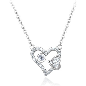 image:image555Jewelry Sparkly 925 Sterling Silver Cubic Zirconia Heart Necklace for Women amp GirlsSilver