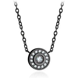 image:image555Jewelry Stainless Steel Dainty Round Button Disc CZ Necklace for Women amp LadiesBlack