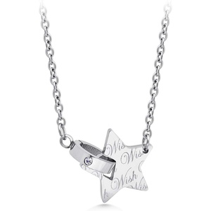 image:image555Jewelry Stainless Steel Interlocking CZ Ring amp Star Necklace Pendant for Women amp LadiesSilver
