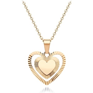 image:image555Jewelry Stainless Steel Ribbed Grooved Heart Necklace for Women amp LadiesRose Gold