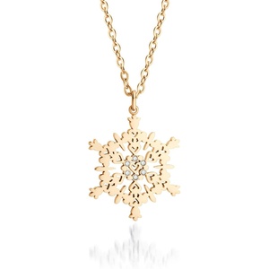 image:image555Jewelry Stainless Steel Sparkly CZ Snowflake Necklace for Women amp GirlsRose Gold