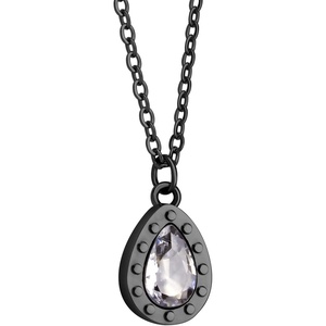 image:image555Jewelry Stainless Steel Sparkly CZ Teardrop Bridal Necklace for Women amp GirlsBlack