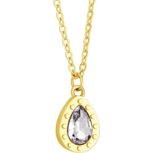 image:image555Jewelry Stainless Steel Sparkly CZ Teardrop Bridal Necklace for Women amp GirlsGold