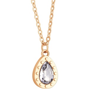image:image555Jewelry Stainless Steel Sparkly CZ Teardrop Bridal Necklace for Women amp GirlsRose Gold
