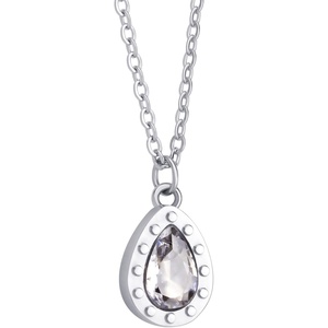 image:image555Jewelry Stainless Steel Sparkly CZ Teardrop Bridal Necklace for Women amp GirlsSilver