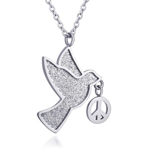 image:image555Jewelry Stainless Steel Sparkly Dove amp Peace Charm Necklace for Women amp LadiesSilver