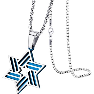 image:image555Jewelry Stainless Steel Star of David Necklace for Men amp Women 1624 Inch Box ChainSilverBlue