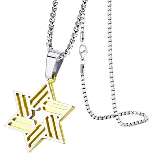image:image555Jewelry Stainless Steel Star of David Necklace for Men amp Women 1624 Inch Box ChainSilverGold