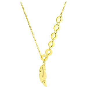 image:image555Jewelry Stainless Steel Trendy Feather Necklace for Women amp Ladies 18 InchGold