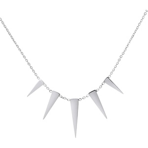 image:image555Jewelry Womens Figaro Chain Stainless Steel Spiky Triangle Pendant NecklaceSilver