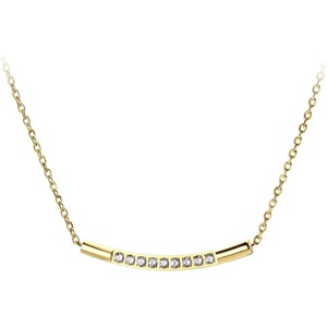 image:image555Jewelry Womens Stainless Steel Classic Bar Cubic Zirconia Pendant NecklaceYellow Gold