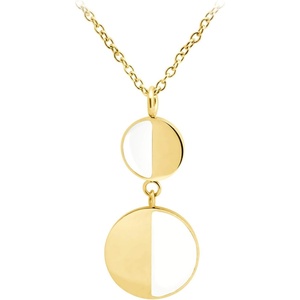image:image555Jewelry Womens Stainless Steel Two Tone Circle Dangle Drop Pendant NecklaceGold  White on Gold
