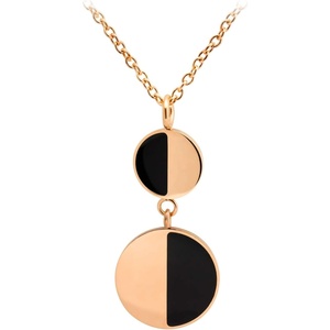 image:image555Jewelry Womens Stainless Steel Two Tone Circle Dangle Drop Pendant NecklacePink Rose Gold  Black