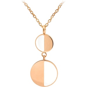 image:image555Jewelry Womens Stainless Steel Two Tone Circle Dangle Drop Pendant NecklacePink Rose Gold  White