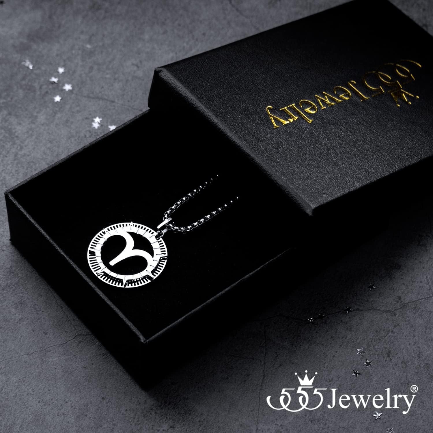 image:image555Jewelry Stainless Steel Horoscope Zodiac Sign Necklace Pendant for Men amp Women Aries Silver