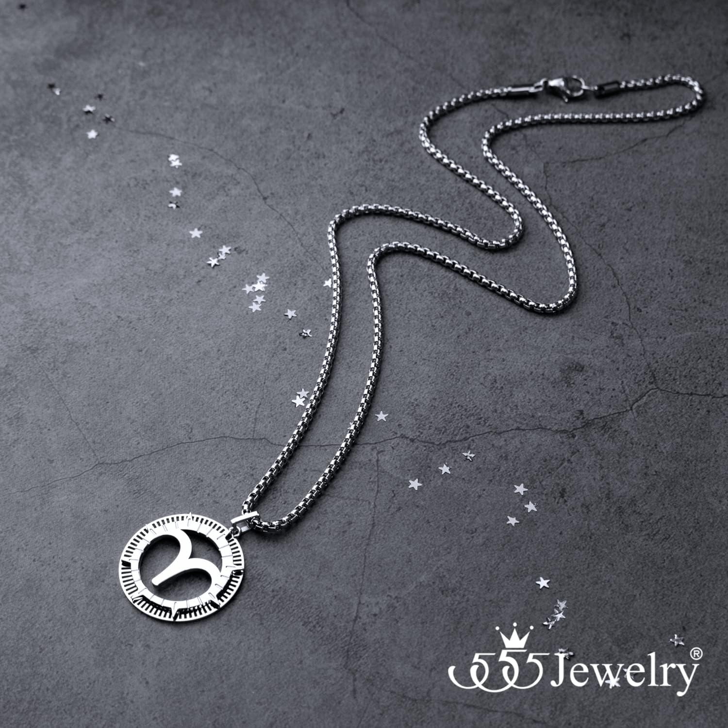 image:image555Jewelry Stainless Steel Horoscope Zodiac Sign Necklace Pendant for Men amp Women Aries Silver