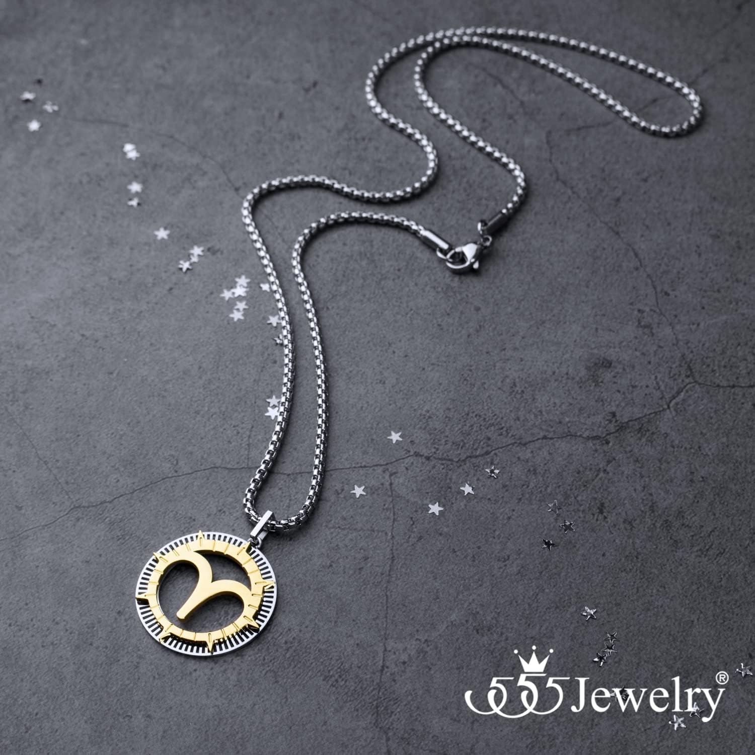 image:image555Jewelry Stainless Steel Horoscope Zodiac Sign Necklace Pendant for Men amp Women Aries SilverGold