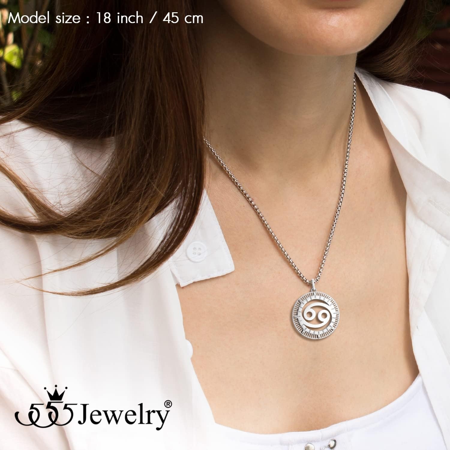 image:image555Jewelry Stainless Steel Horoscope Zodiac Sign Necklace Pendant for Men amp Women Cancer Silver