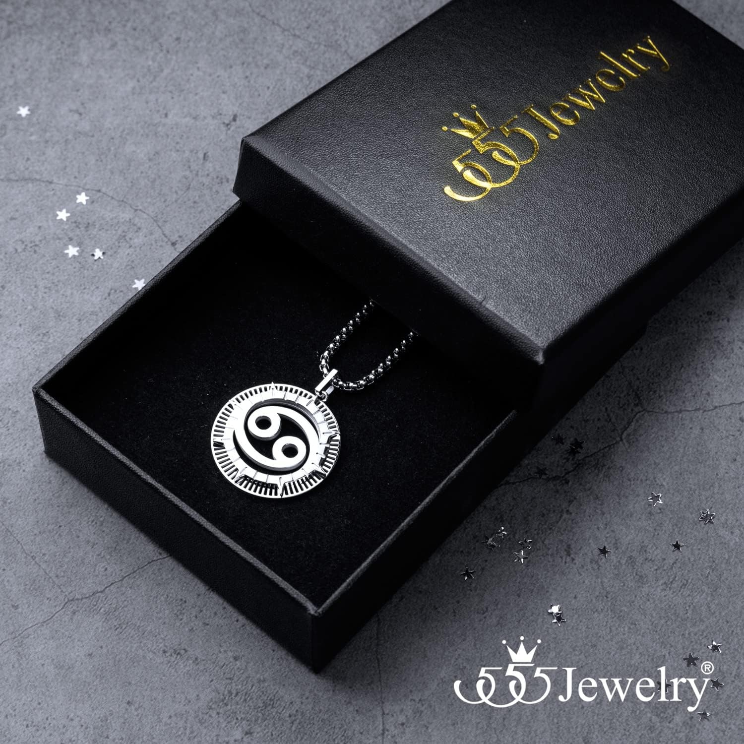 image:image555Jewelry Stainless Steel Horoscope Zodiac Sign Necklace Pendant for Men amp Women Cancer Silver