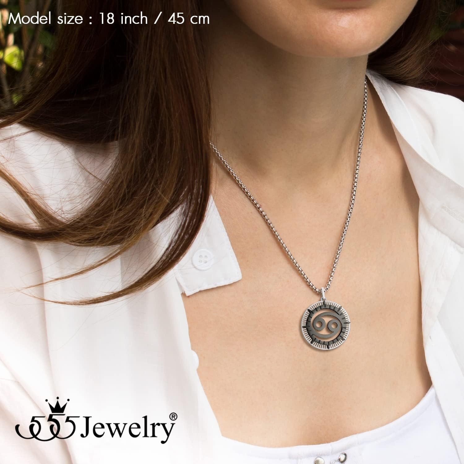 image:image555Jewelry Stainless Steel Horoscope Zodiac Sign Necklace Pendant for Men amp Women Cancer SilverBlack