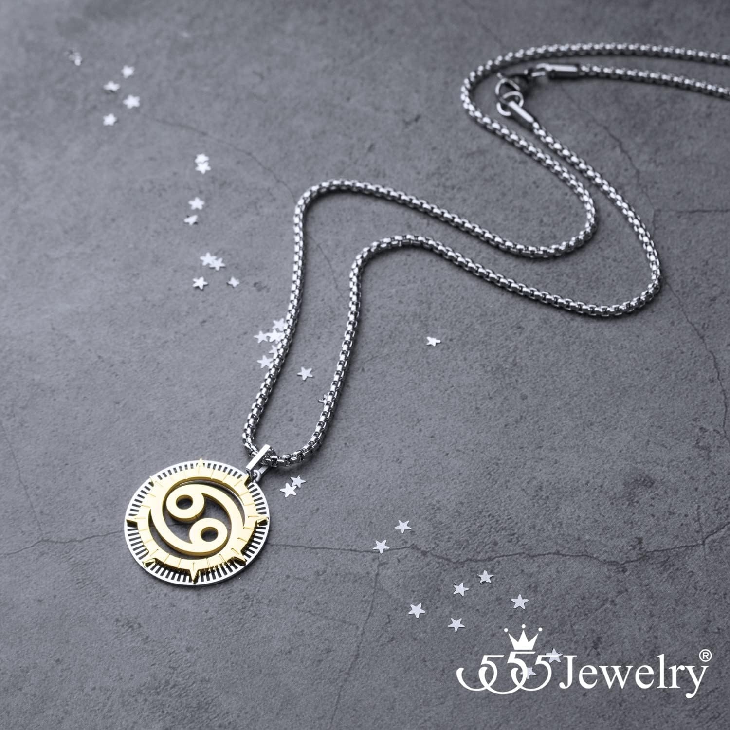 image:image555Jewelry Stainless Steel Horoscope Zodiac Sign Necklace Pendant for Men amp Women Cancer SilverGold