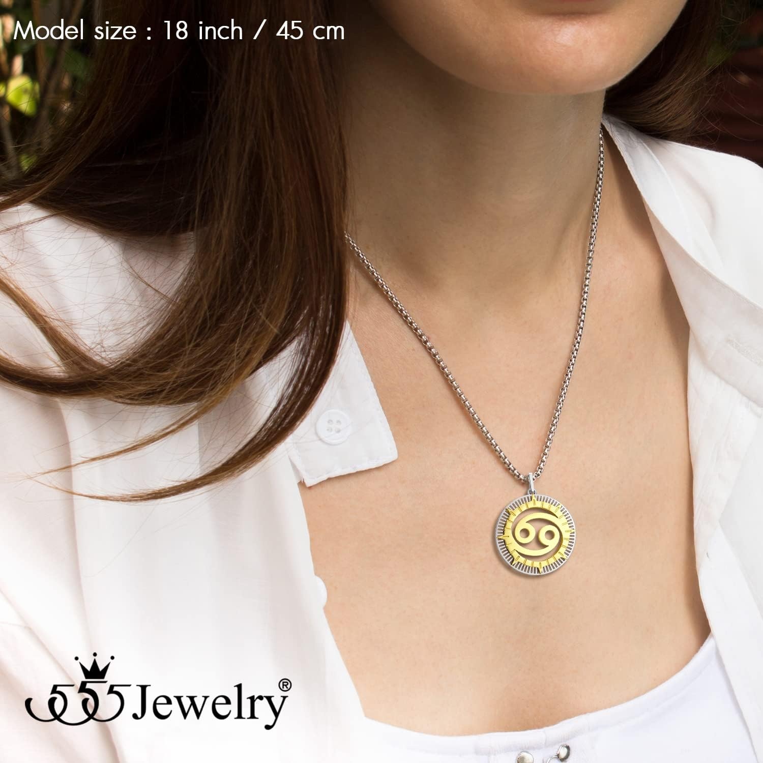 image:image555Jewelry Stainless Steel Horoscope Zodiac Sign Necklace Pendant for Men amp Women Cancer SilverGold