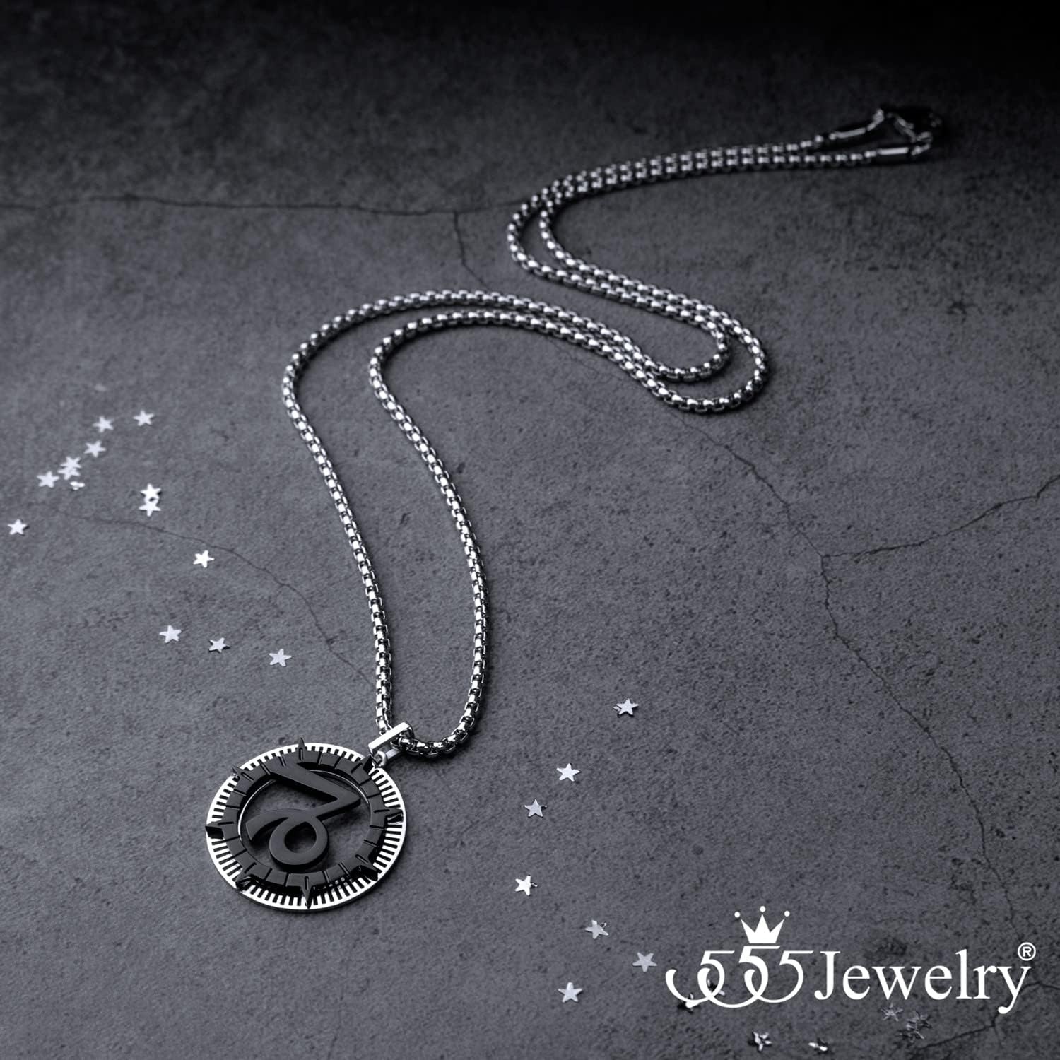 image:image555Jewelry Stainless Steel Horoscope Zodiac Sign Necklace Pendant for Men amp Women Capricorn SilverBlack