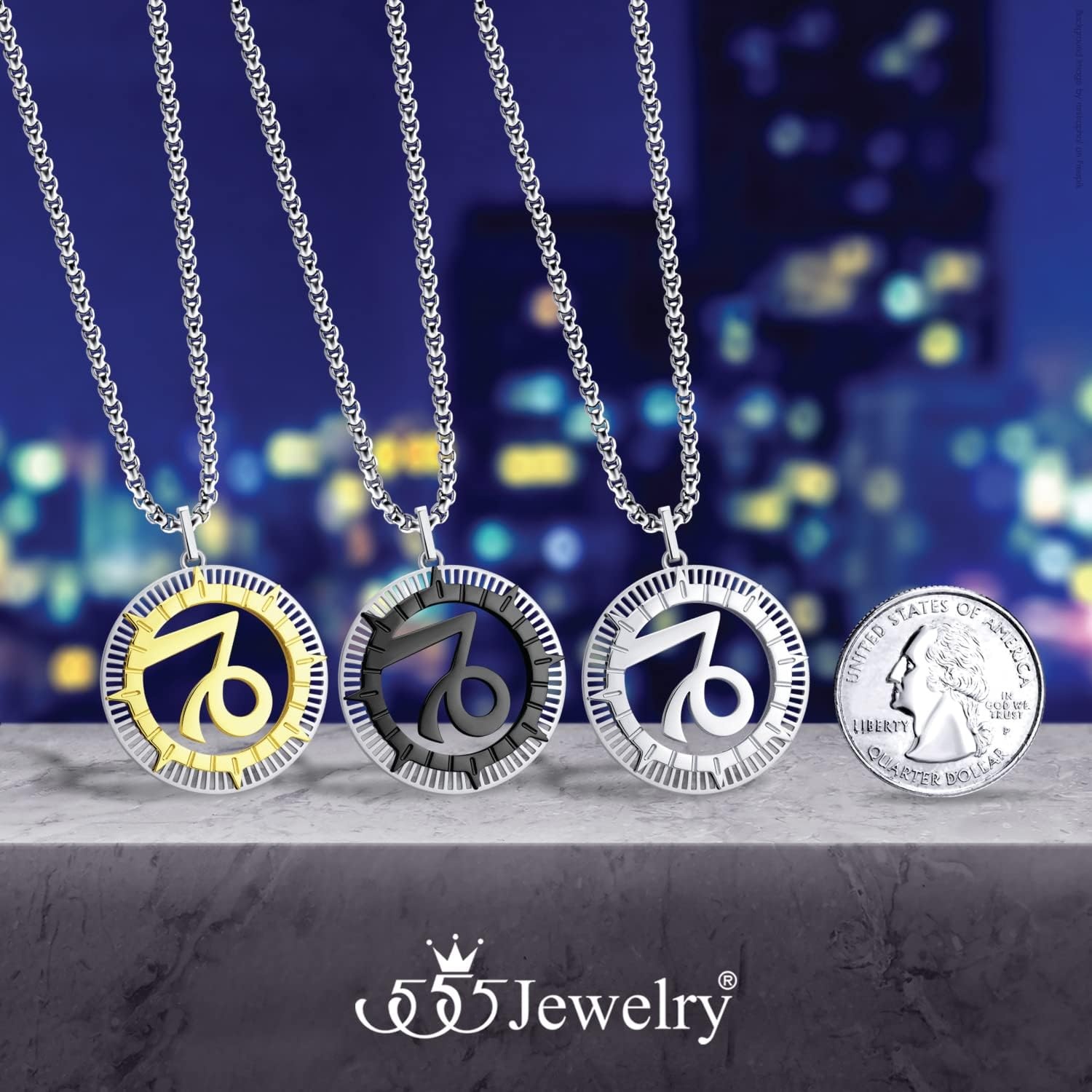 image:image555Jewelry Stainless Steel Horoscope Zodiac Sign Necklace Pendant for Men amp Women Capricorn SilverBlack