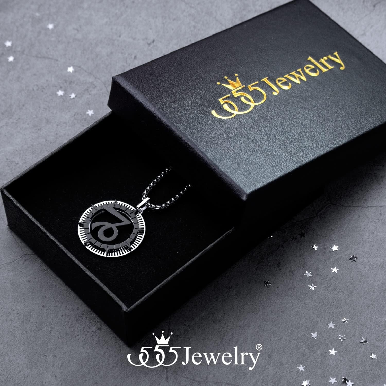 image:image555Jewelry Stainless Steel Horoscope Zodiac Sign Necklace Pendant for Men amp Women Capricorn SilverBlack