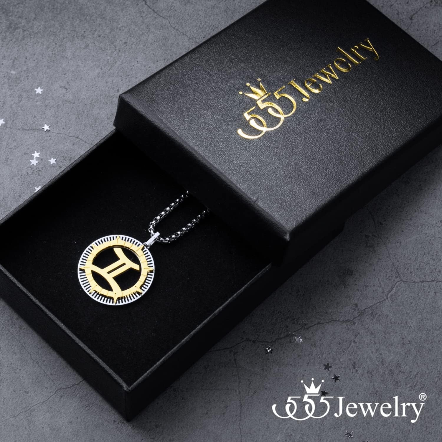 image:image555Jewelry Stainless Steel Horoscope Zodiac Sign Necklace Pendant for Men amp Women Gemini SilverGold