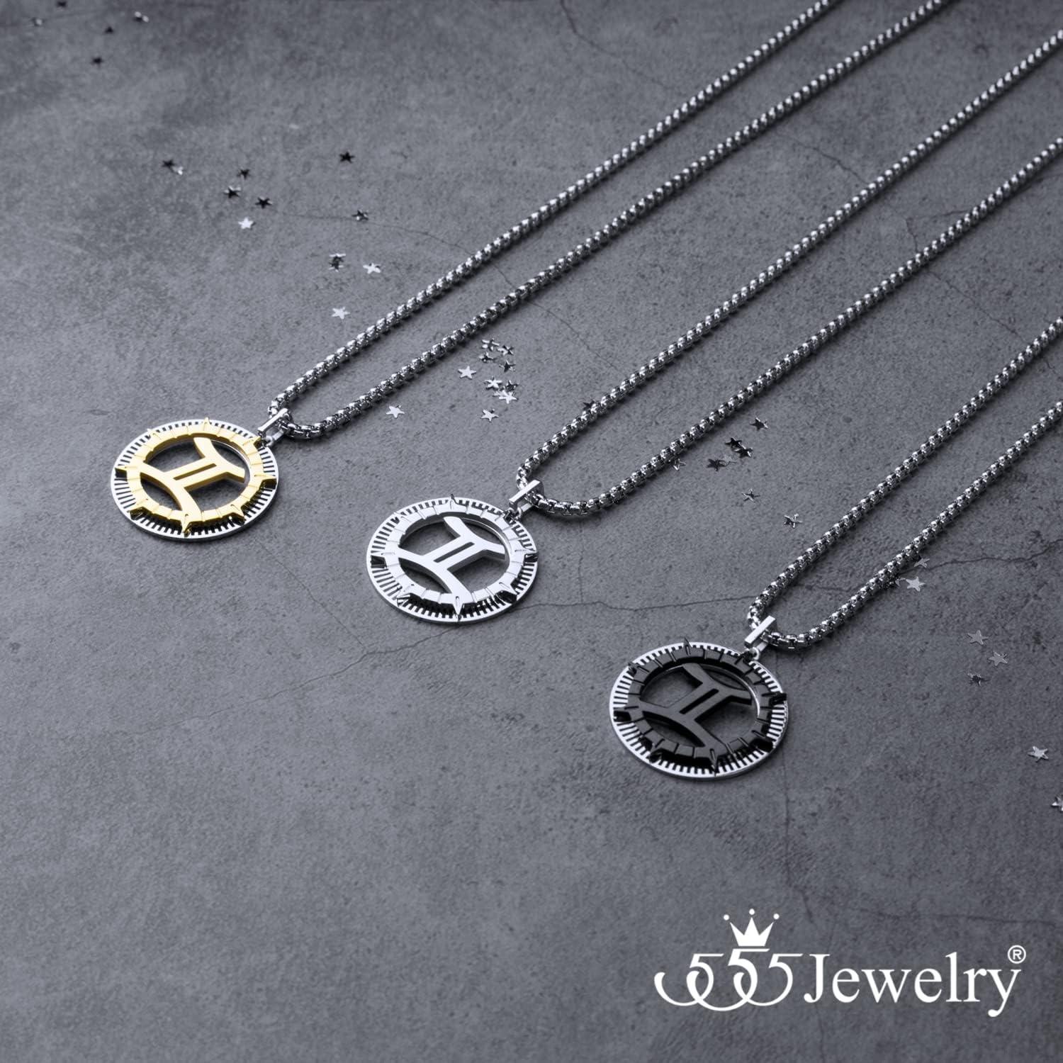 image:image555Jewelry Stainless Steel Horoscope Zodiac Sign Necklace Pendant for Men amp Women Gemini SilverGold