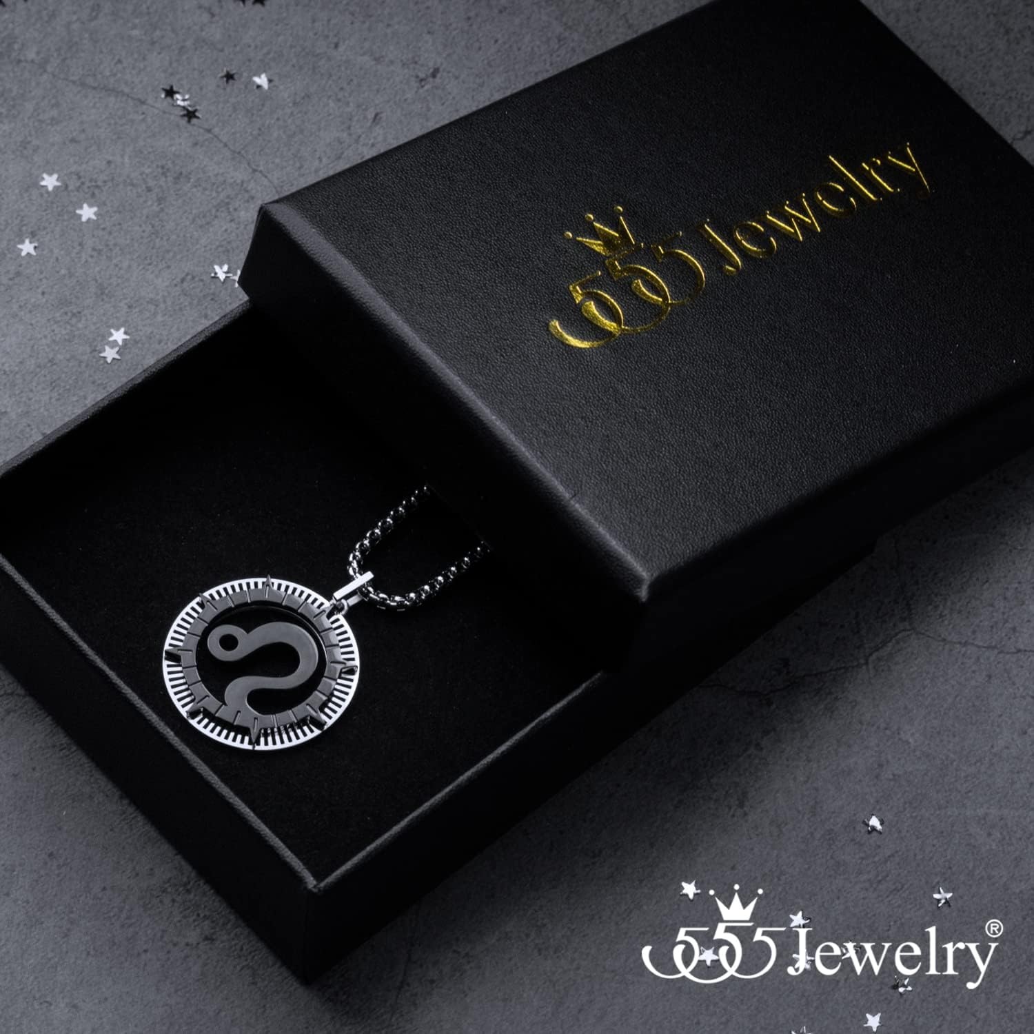 image:image555Jewelry Stainless Steel Horoscope Zodiac Sign Necklace Pendant for Men amp Women Leo SilverBlack