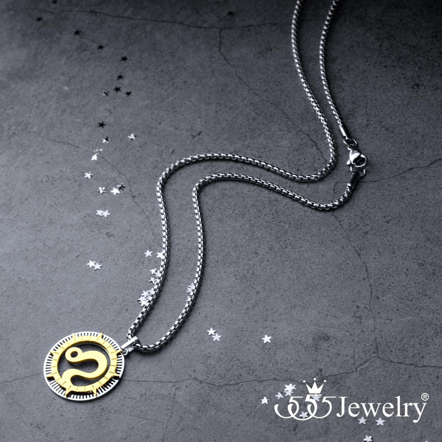 image:image555Jewelry Stainless Steel Horoscope Zodiac Sign Necklace Pendant for Men amp Women Leo SilverGold