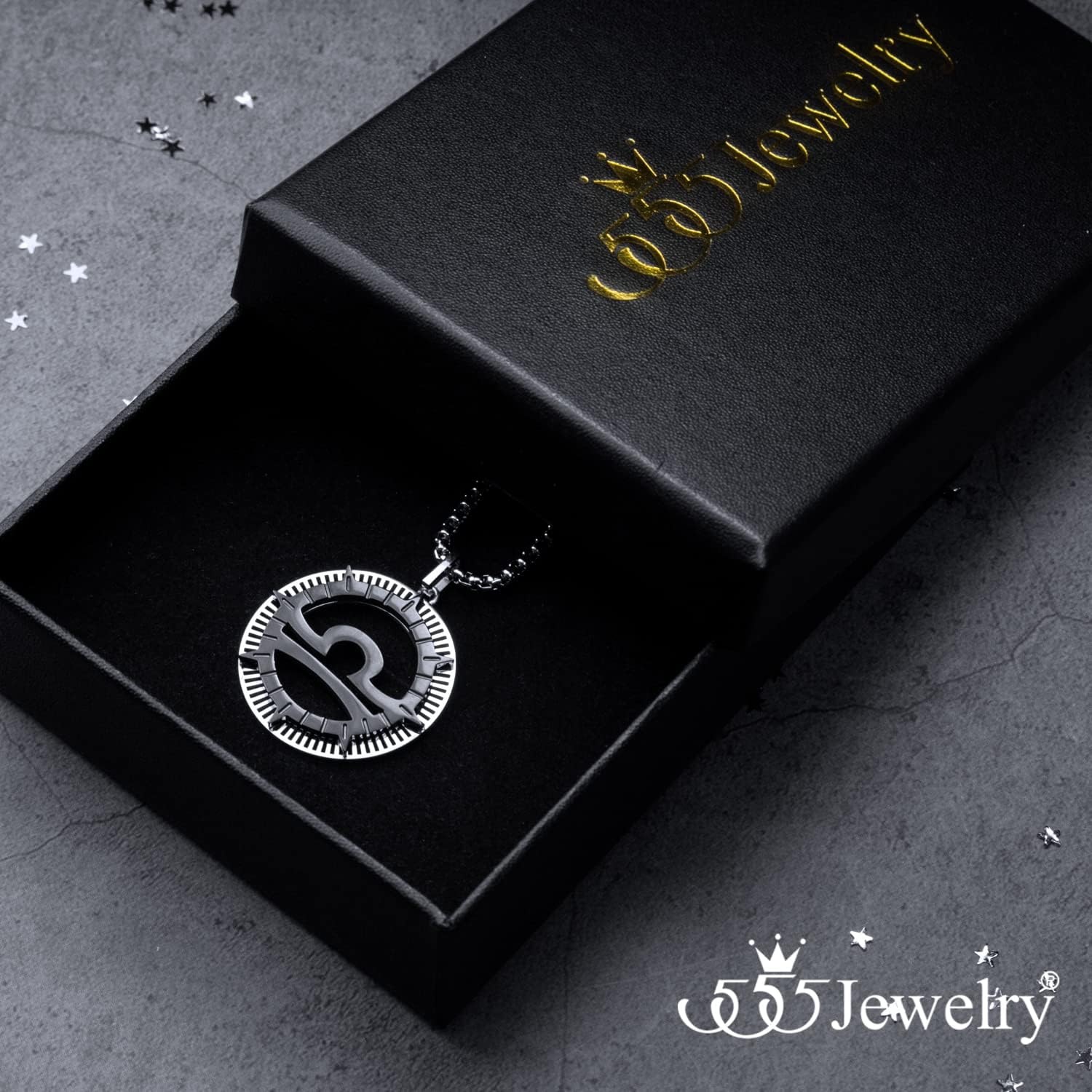 image:image555Jewelry Stainless Steel Horoscope Zodiac Sign Necklace Pendant for Men amp Women Libra SilverBlack