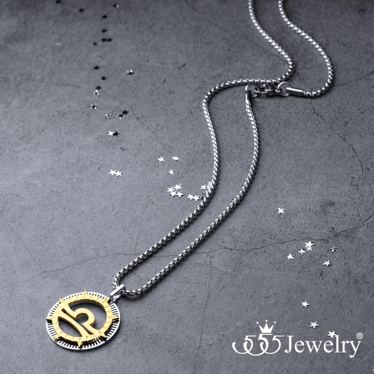 image:image555Jewelry Stainless Steel Horoscope Zodiac Sign Necklace Pendant for Men amp Women Libra SilverGold