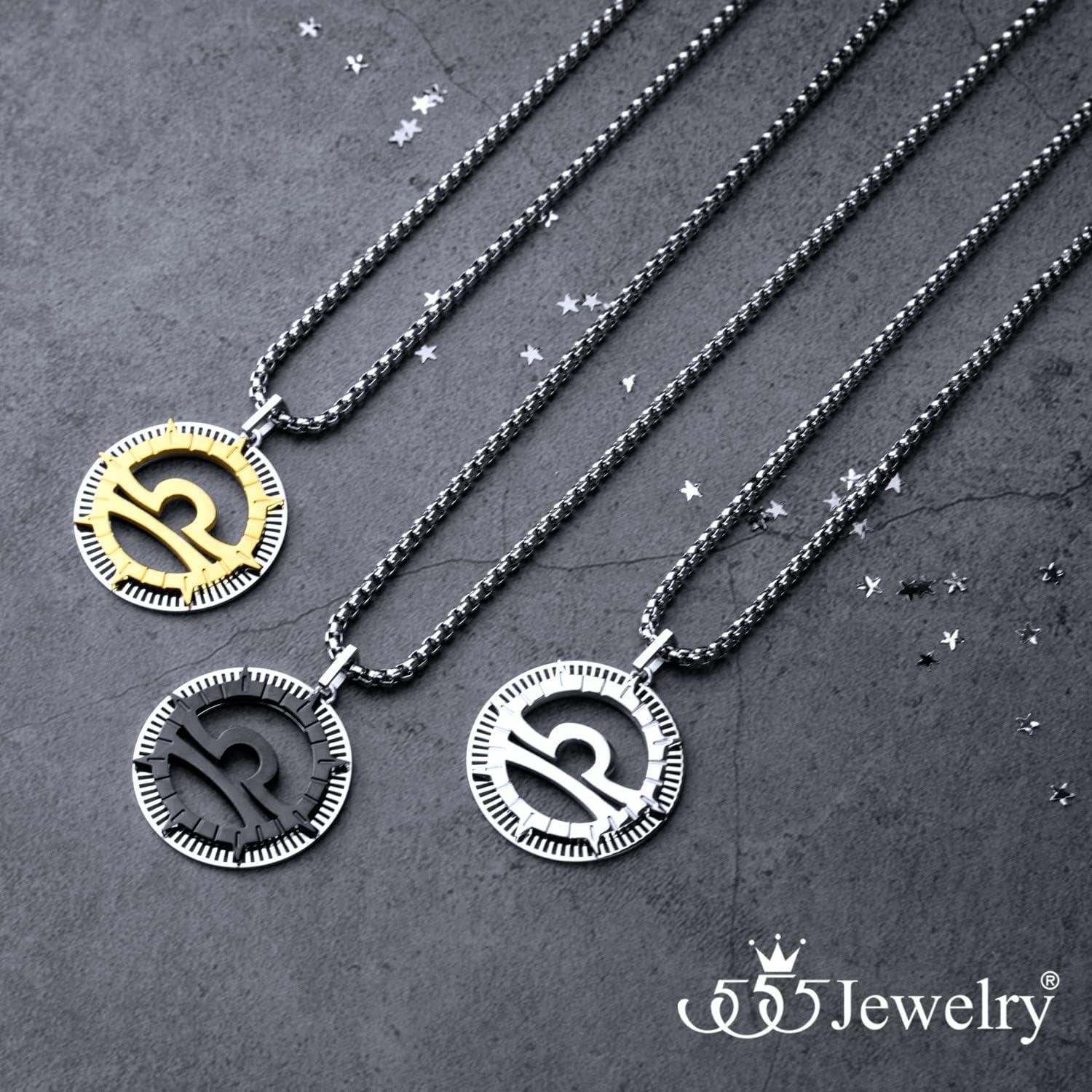 image:image555Jewelry Stainless Steel Horoscope Zodiac Sign Necklace Pendant for Men amp Women Libra SilverGold