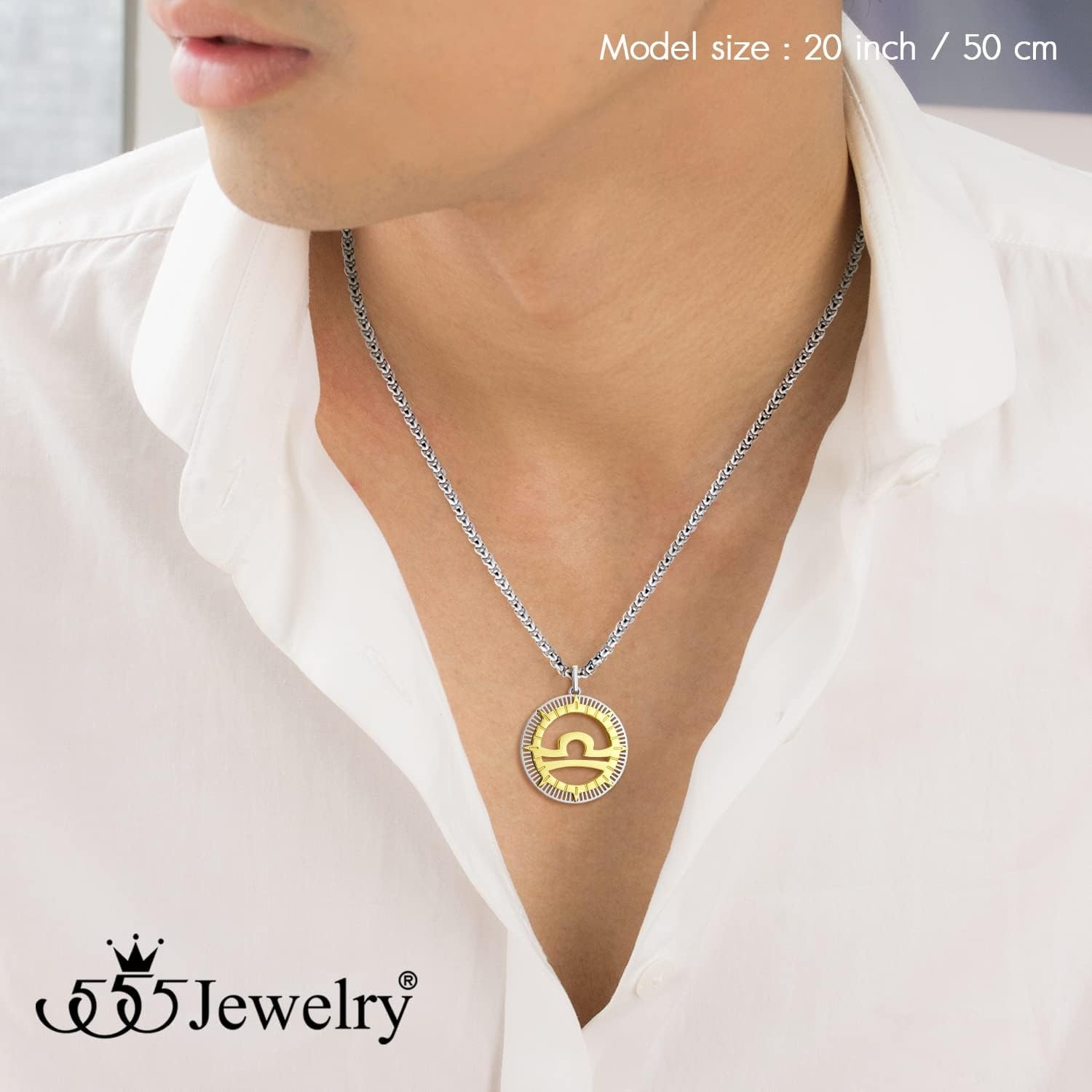 image:image555Jewelry Stainless Steel Horoscope Zodiac Sign Necklace Pendant for Men amp Women Libra SilverGold