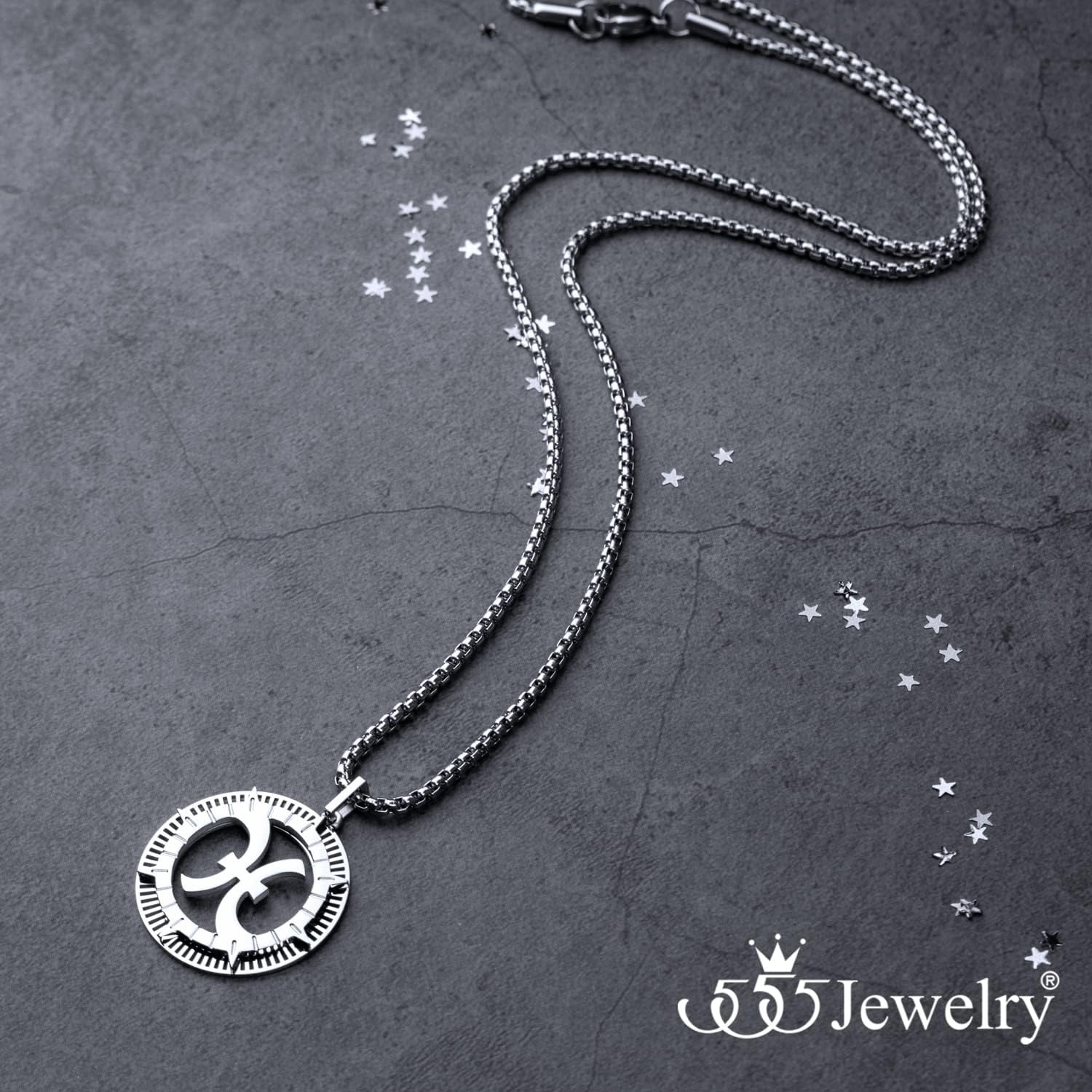 image:image555Jewelry Stainless Steel Horoscope Zodiac Sign Necklace Pendant for Men amp Women Pisces Silver