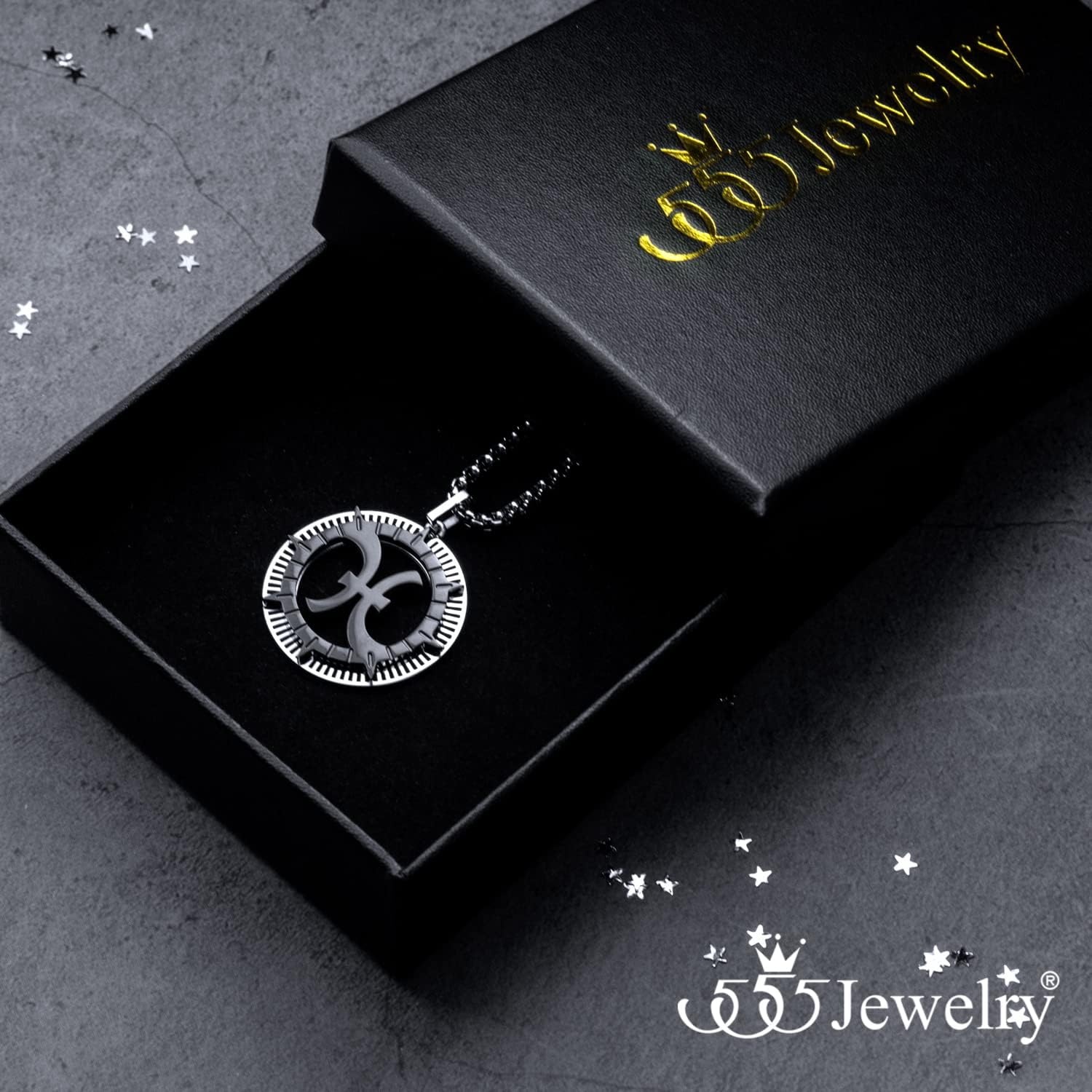 image:image555Jewelry Stainless Steel Horoscope Zodiac Sign Necklace Pendant for Men amp Women Pisces SilverBlack
