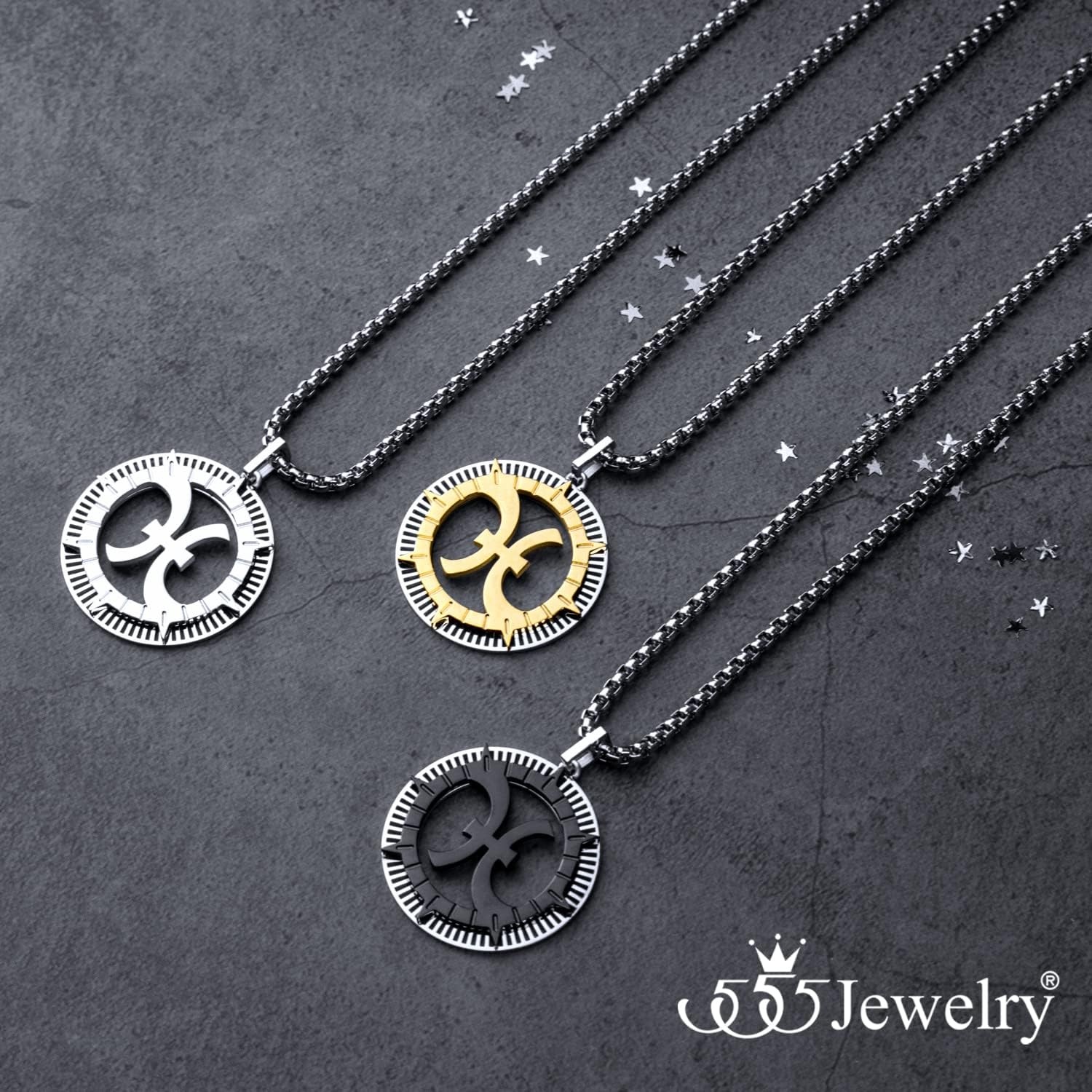 image:image555Jewelry Stainless Steel Horoscope Zodiac Sign Necklace Pendant for Men amp Women Pisces SilverGold