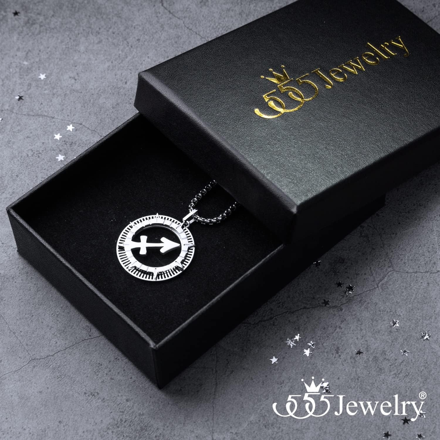 image:image555Jewelry Stainless Steel Horoscope Zodiac Sign Necklace Pendant for Men amp Women Sagittarius Silver