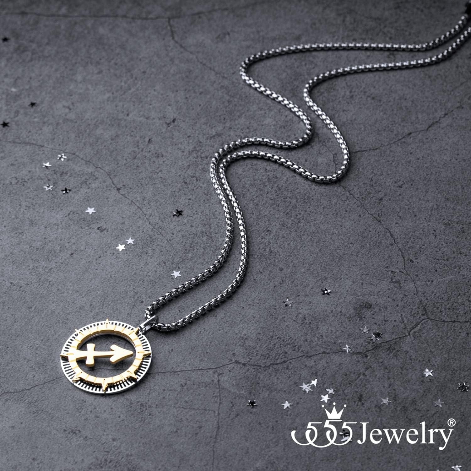 image:image555Jewelry Stainless Steel Horoscope Zodiac Sign Necklace Pendant for Men amp Women Sagittarius SilverGold