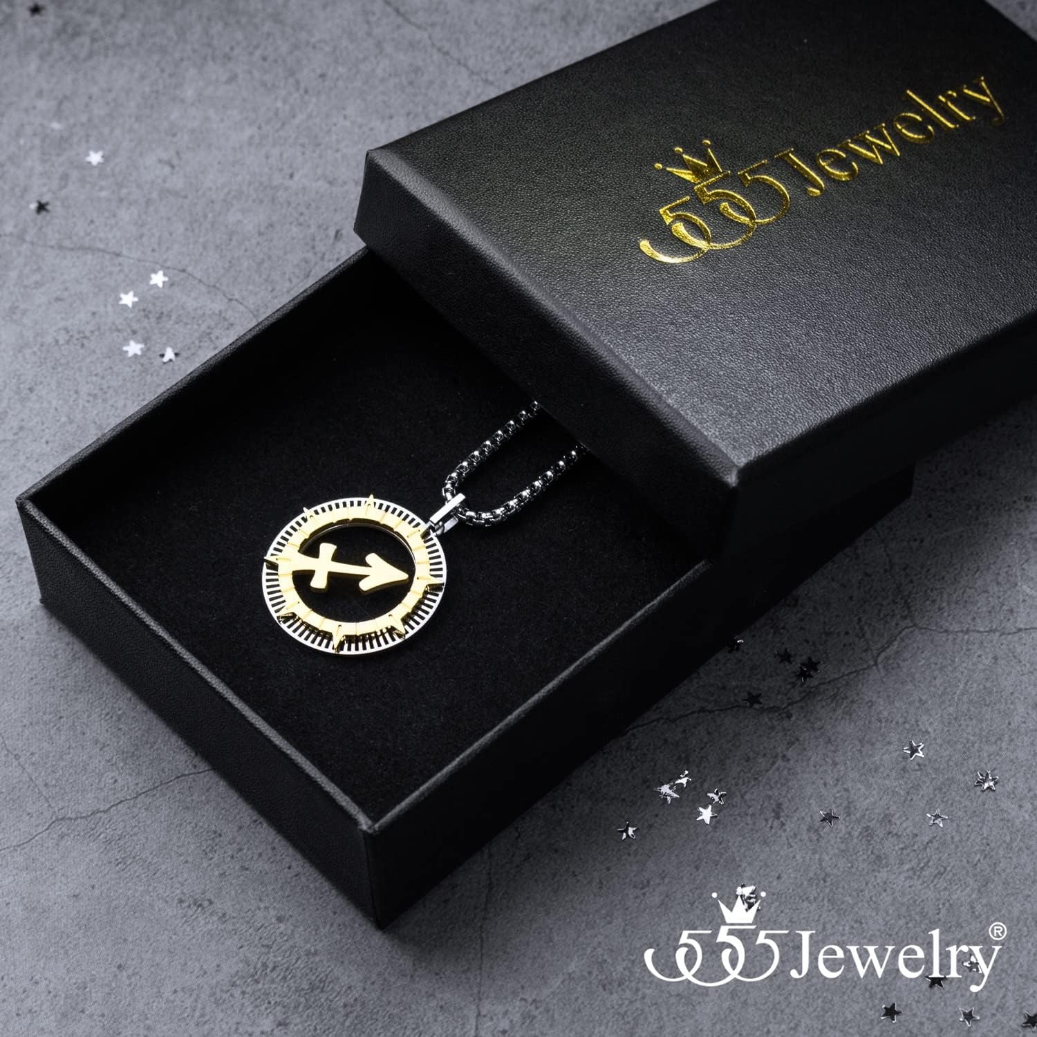image:image555Jewelry Stainless Steel Horoscope Zodiac Sign Necklace Pendant for Men amp Women Sagittarius SilverGold