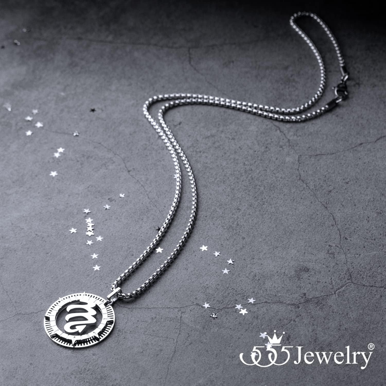 image:image555Jewelry Stainless Steel Horoscope Zodiac Sign Necklace Pendant for Men amp Women Scorpio Silver